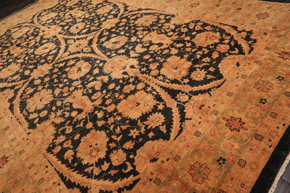 11'8''x16'10'' Charcoal, Gold Palace Hand Knotted 100% Wool Chobi Peshawar Traditional Oriental Area Rug-3