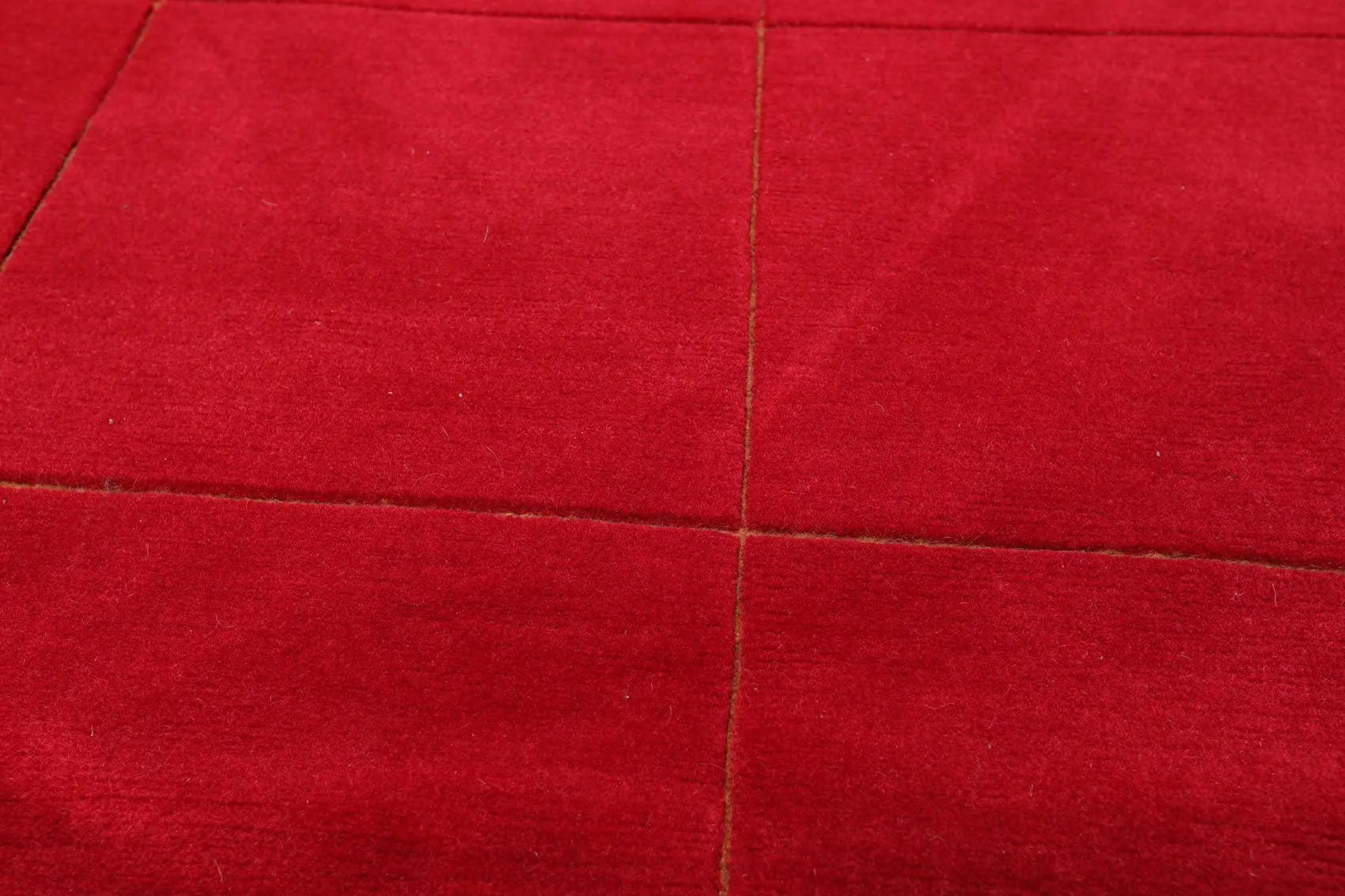 4' x 6' Hand Knotted 100% Wool Tibetan solid Squares 150 KPSI Area Rug Red-3