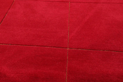 4' x 6' Hand Knotted 100% Wool Tibetan solid Squares 150 KPSI Area Rug Red-3