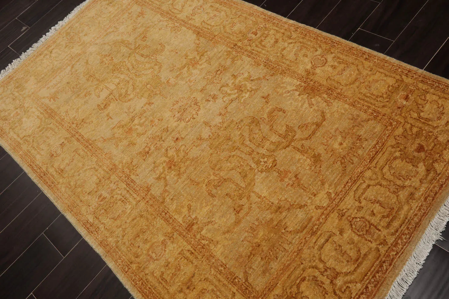 4x6 Light Gold, Brown Hand Knotted Persian 100% Wool Chobi Peshawar Traditional Oriental Area Rug-3