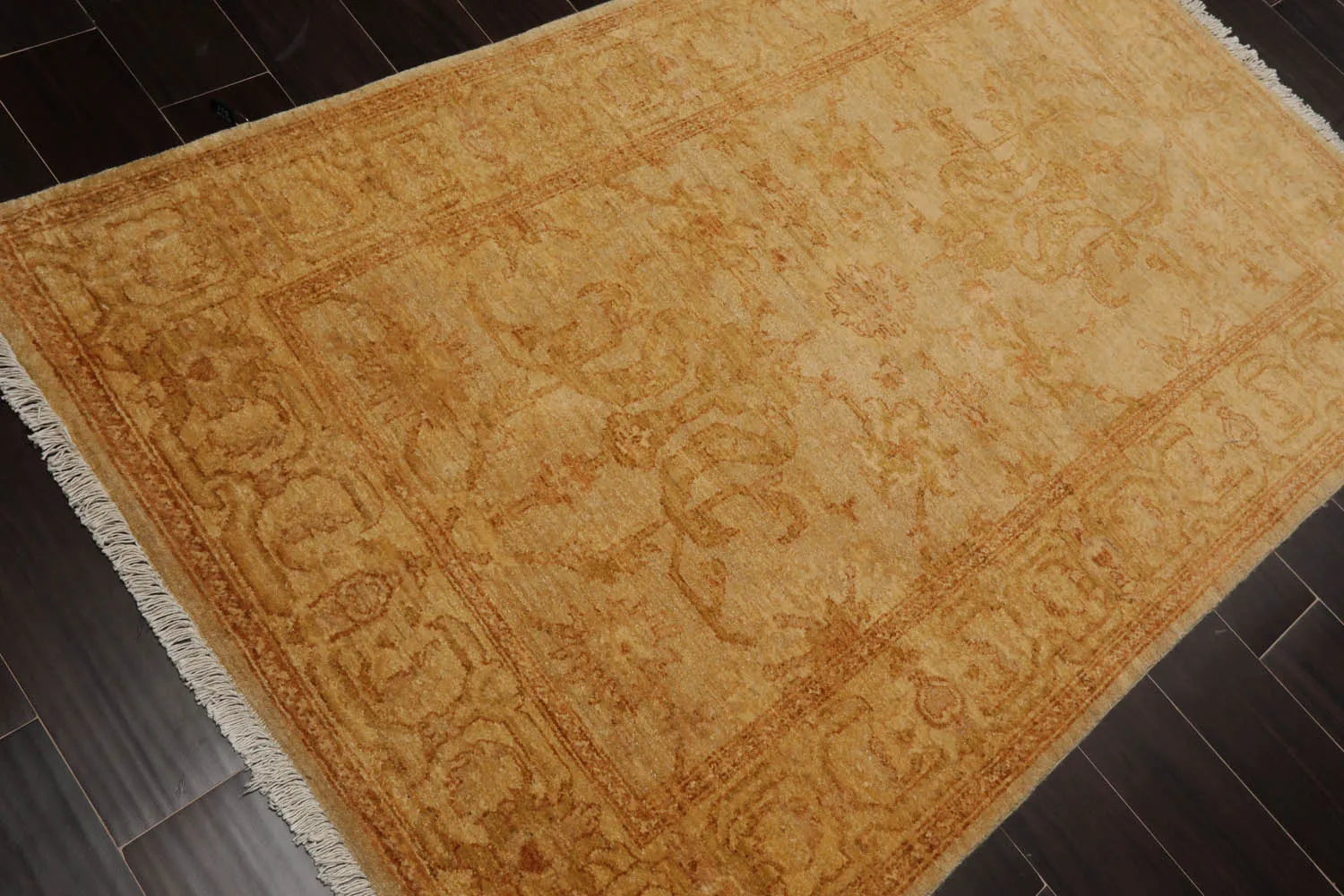4x6 Light Gold, Brown Hand Knotted Persian 100% Wool Chobi Peshawar Traditional Oriental Area Rug-4