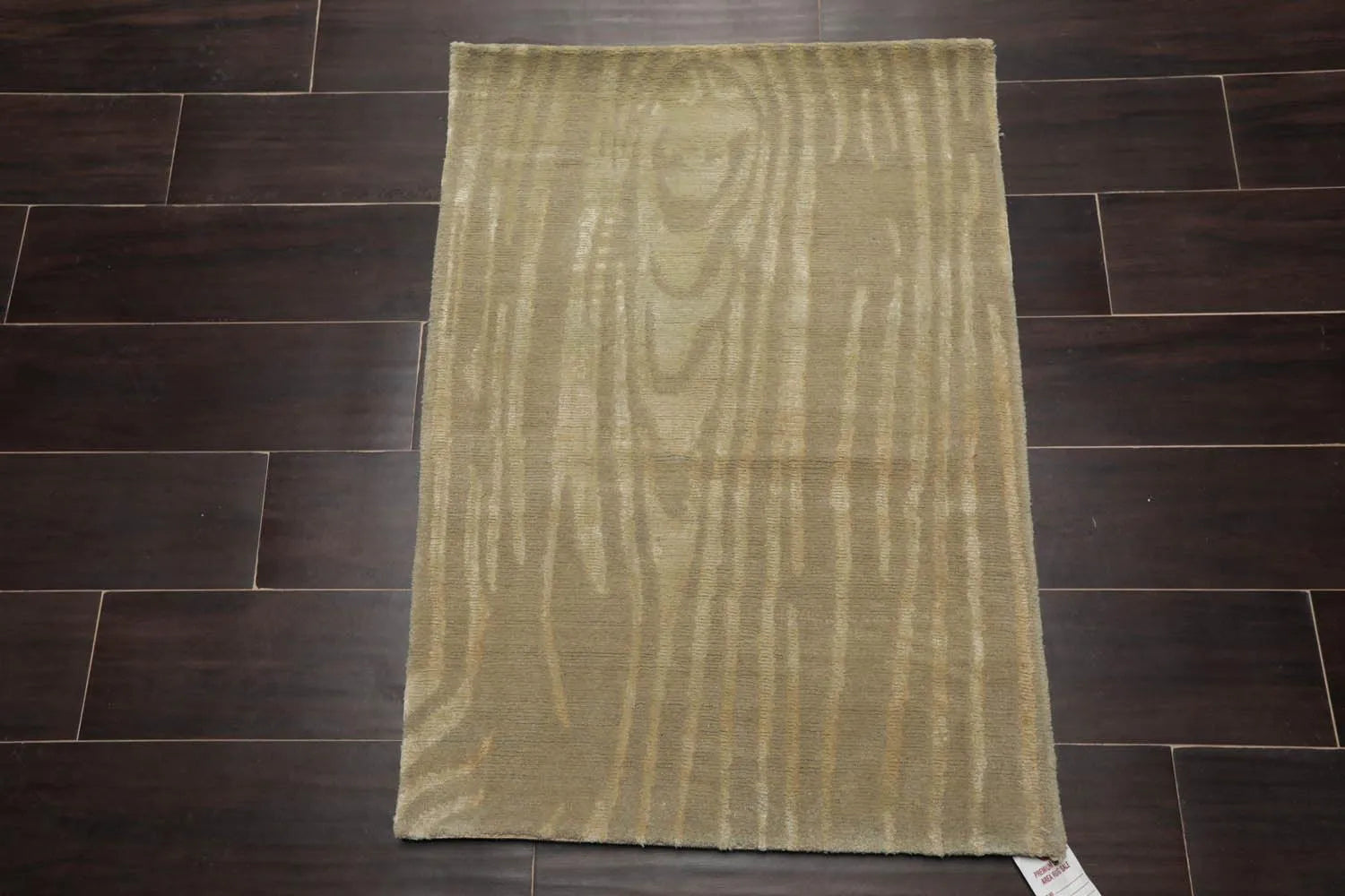 2’ x 3’ Hand Knotted Wool & Silk Modern Tibetan Oriental Area rug Gray-1