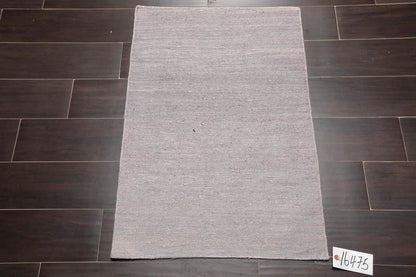2' x 3' Hand Woven 100% Silk Modern Flatweave Kilim Oriental Area Rug Gray-1