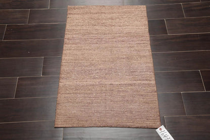 2' x 3' Hand Woven 100% Silk Modern Flatweave Kilim Oriental Area Rug Brown-1