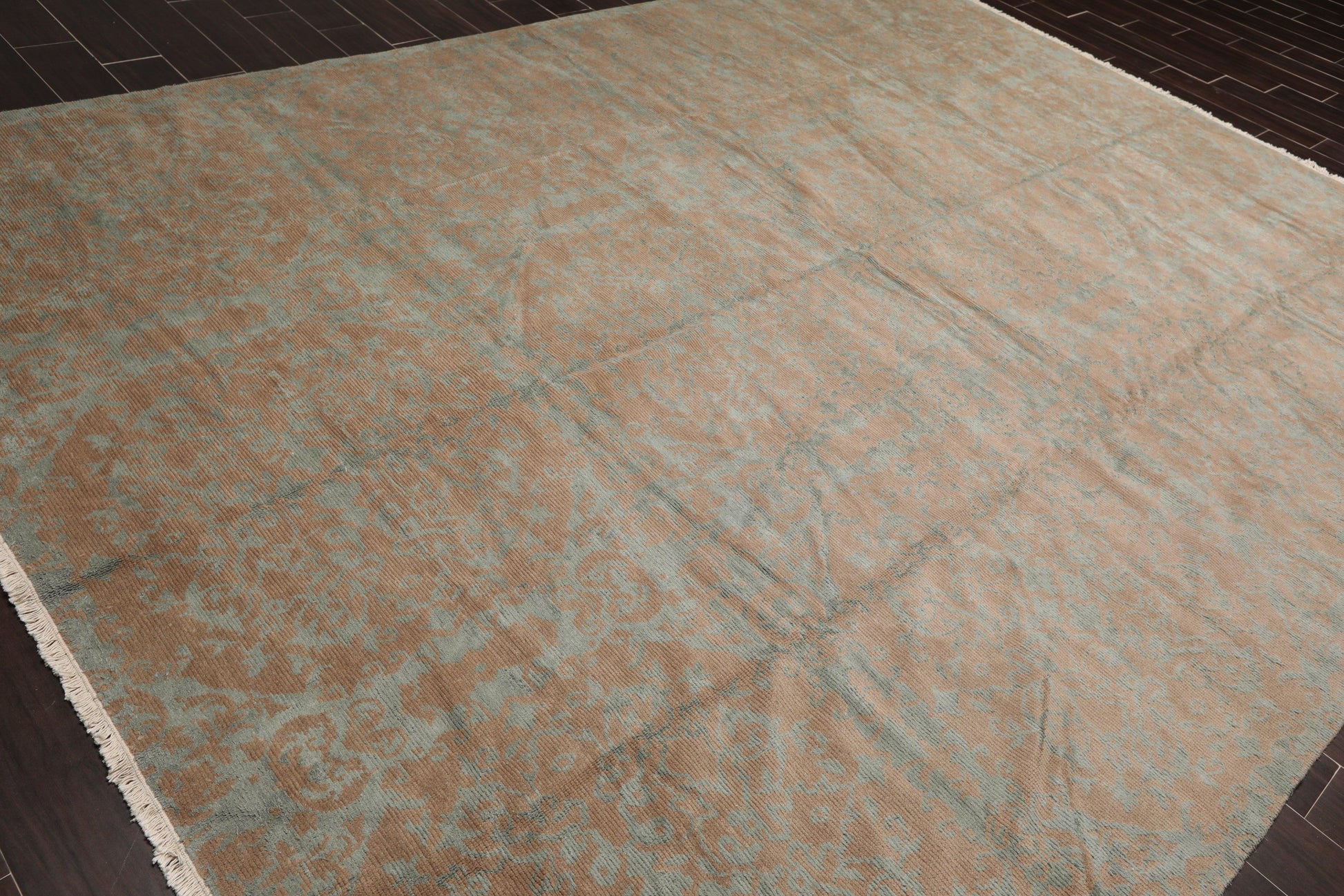9'3" x 12' Hand Knotted Wool & Silk Transitional Turkish Oriental Area Rug Teal-3