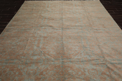 9'3" x 12' Hand Knotted Wool & Silk Transitional Turkish Oriental Area Rug Teal-4