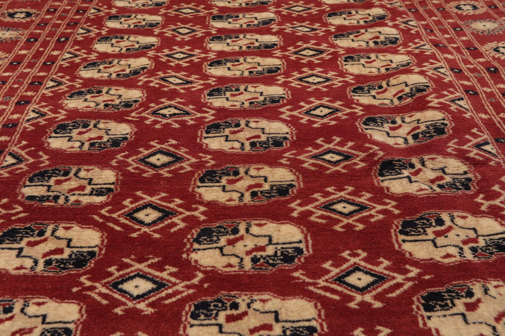 4'2"x6'4" Hand Knotted Wool Bokhaara Traditional 250 KPSI Oriental Area Rug Rust-4