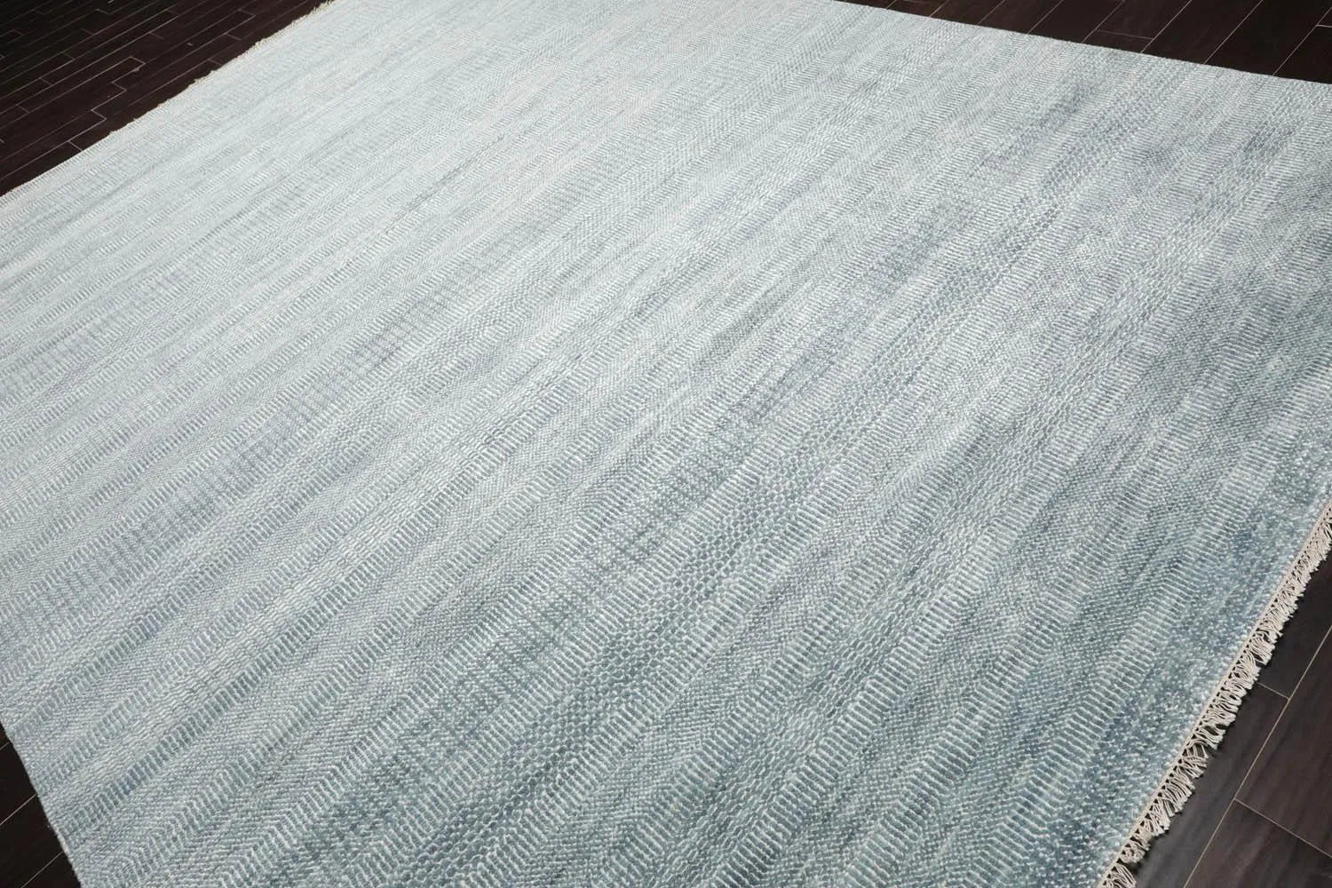 Multi Sizes Gray Hand Knotted Wool and Silk Modern Oriental Area Rug-1