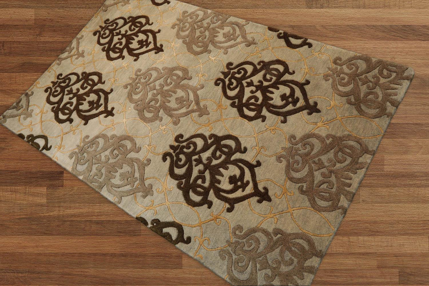 3'7" x 5'7" Handmade 100% Wool Transitional Oriental Area Rug Mint-1