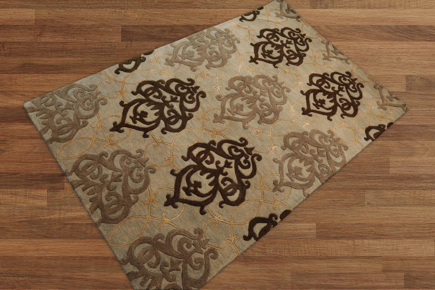 3'7" x 5'7" Handmade 100% Wool Transitional Oriental Area Rug Mint-2