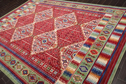 8' x 11' Geometric Traditional Wool Area Rug Red Made in USA-2