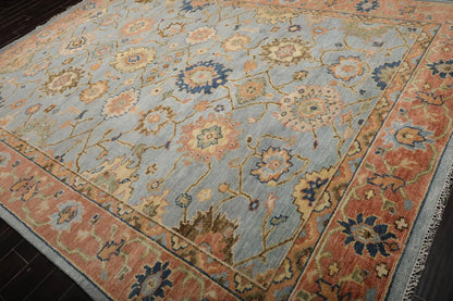 Multi Sizes Blue, Peach LoomBloom Turkish Oushak Hand Knotted 100% Wool Traditional Oriental Area Rug-2