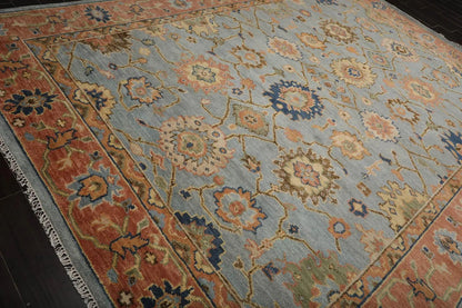 Multi Sizes Blue, Peach LoomBloom Turkish Oushak Hand Knotted 100% Wool Traditional Oriental Area Rug-3