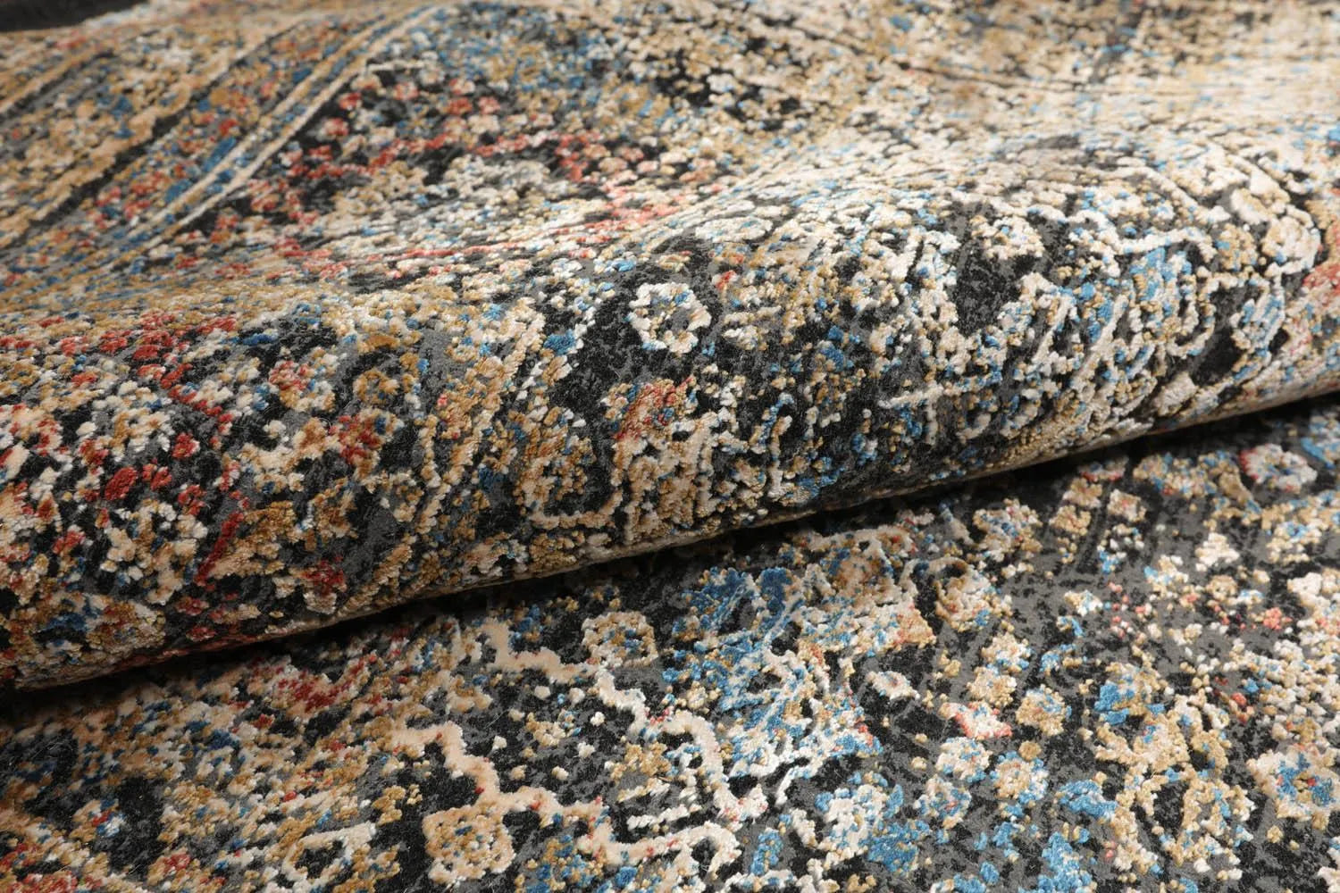 5'2"x7'7" Beige Machine Made Transitional Wool and Bamboo Silk Oriental Area Rug-3