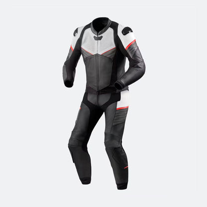 FlashStrike Black & White Leather Biker Suit-0
