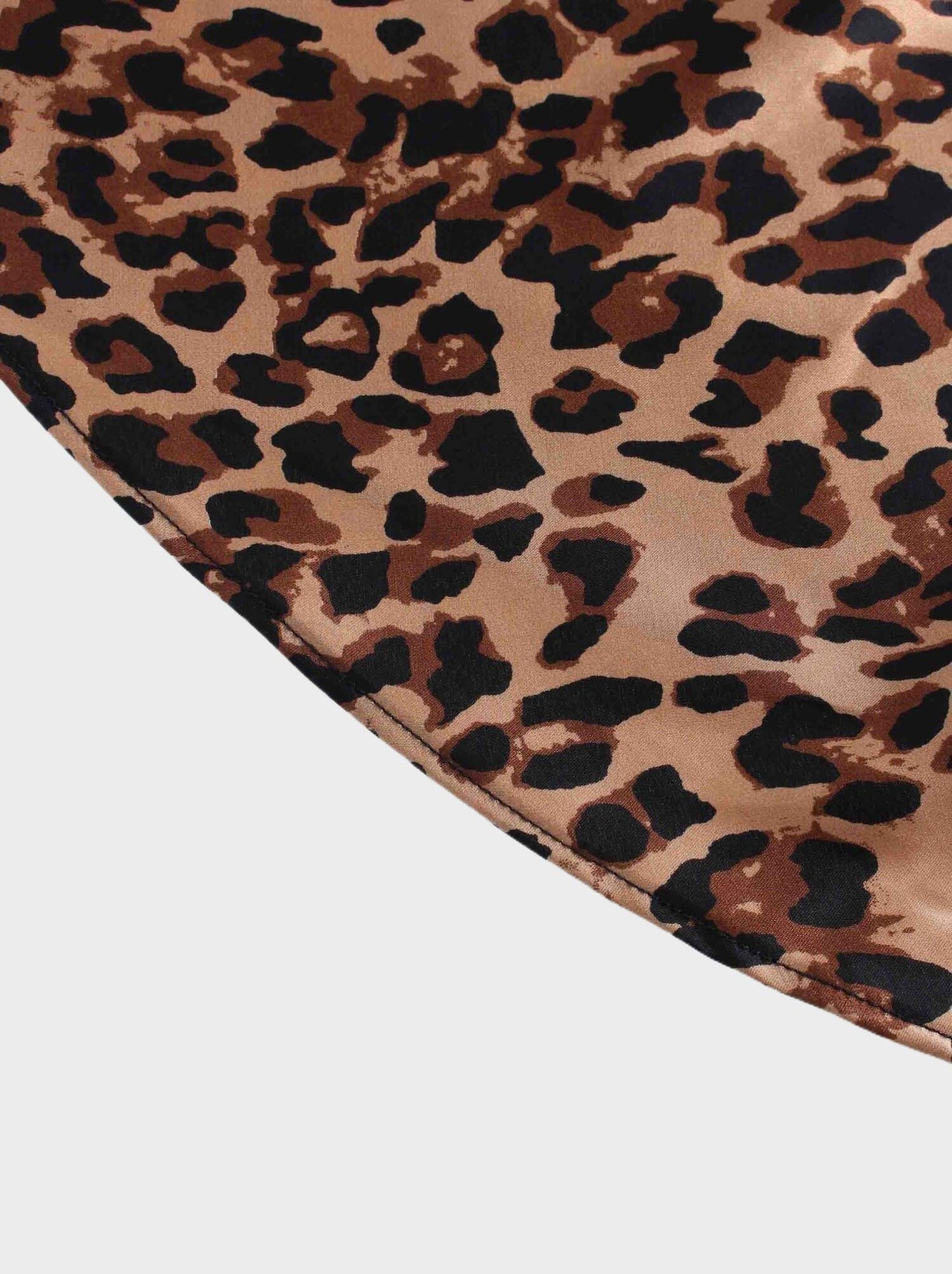 Printed Satin Slip Skirt-Brown Leopard-4