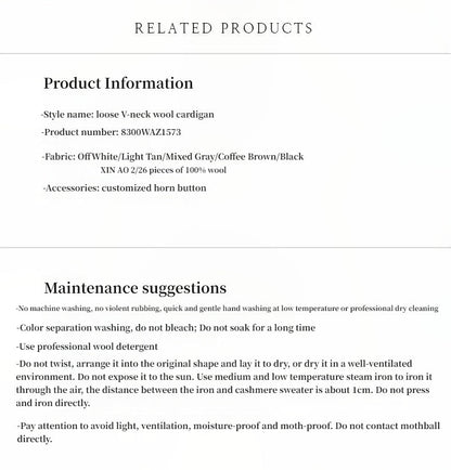 Australian merino wool loose V-neck wool knitted cardigan-4