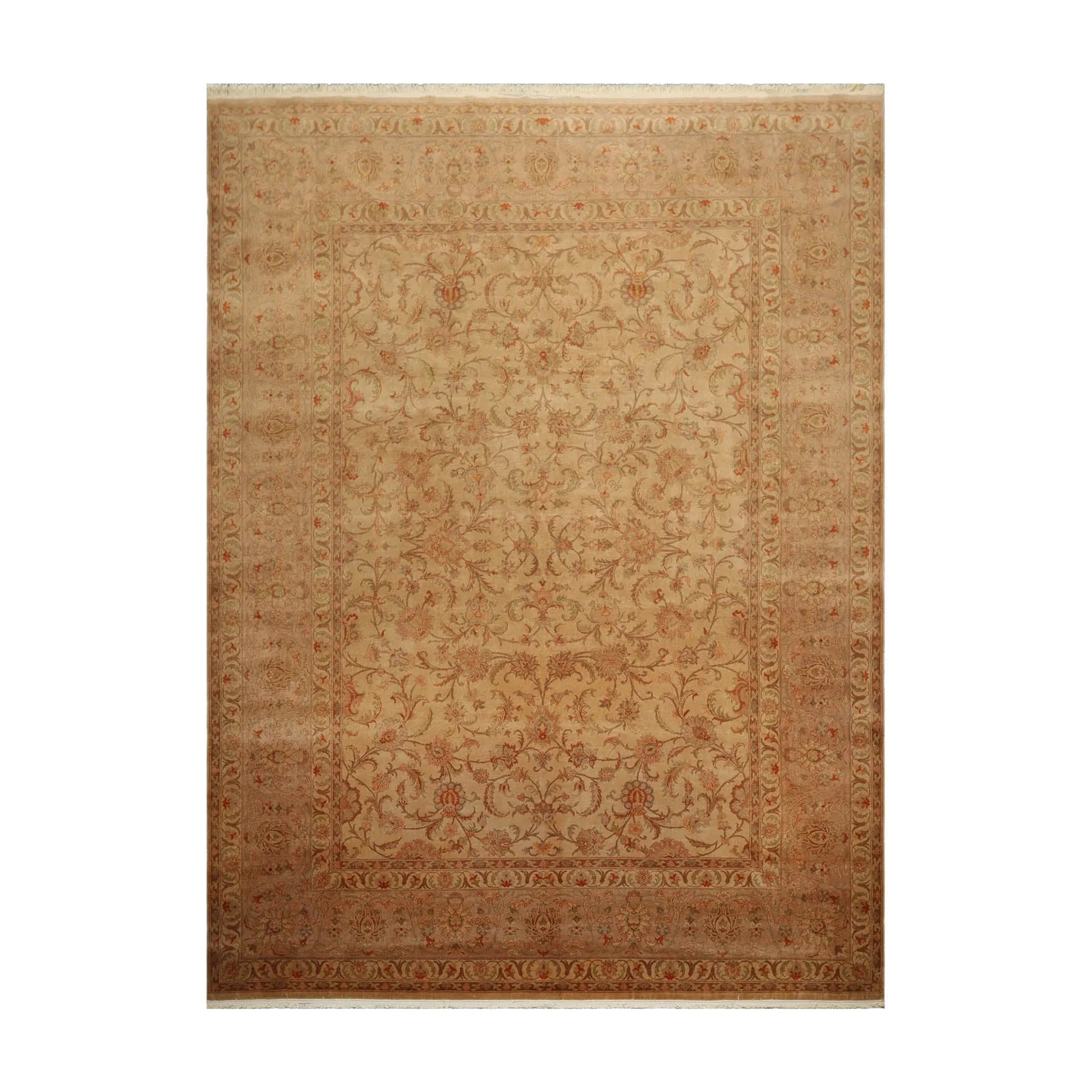 9x12 Tan, Taupe Hand Knotted Persian 100% Wool Traditional 250 KPSI Oriental Area Rug-1