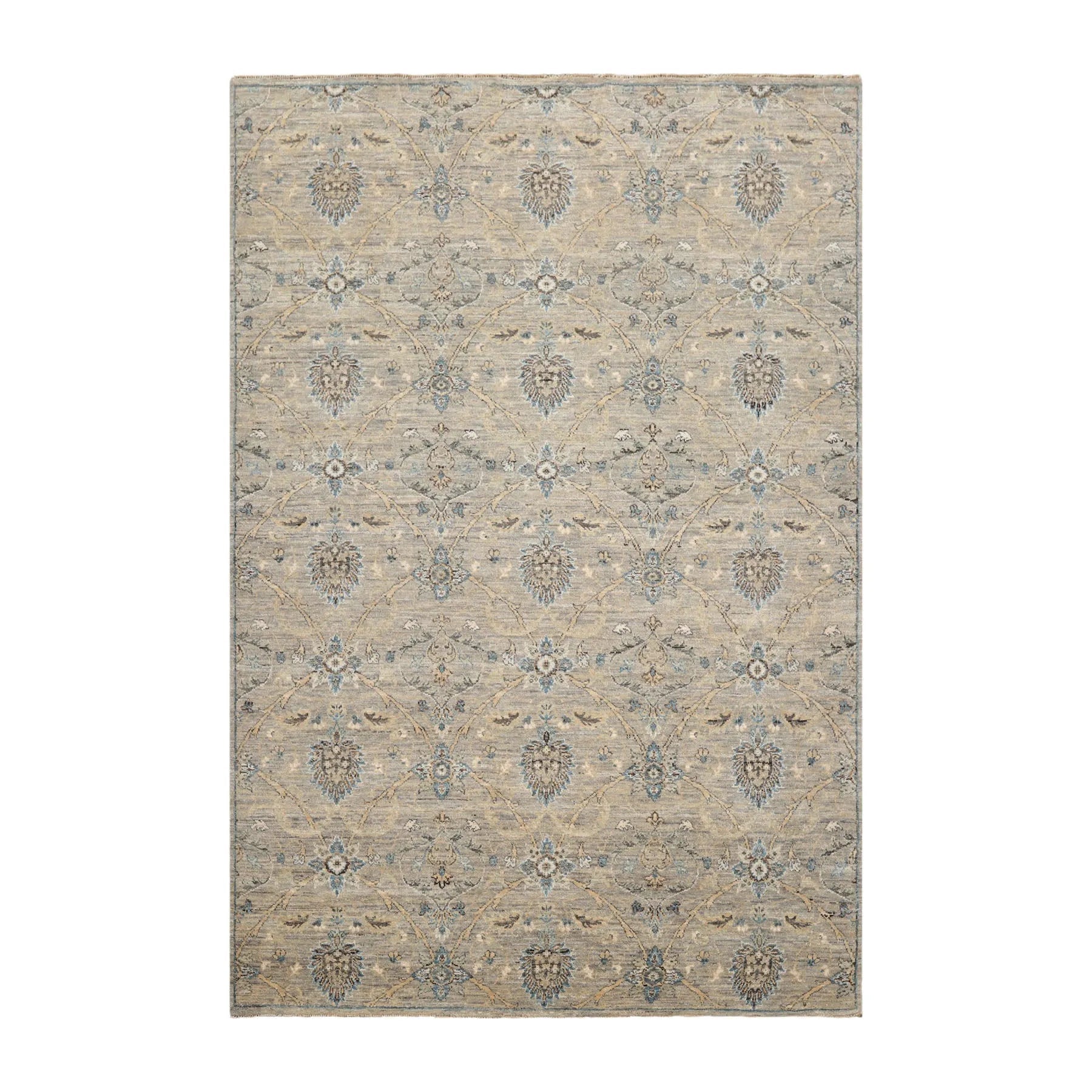 6x9 Gray Hand Knotted Traditional Wool Oriental Area Rug-1