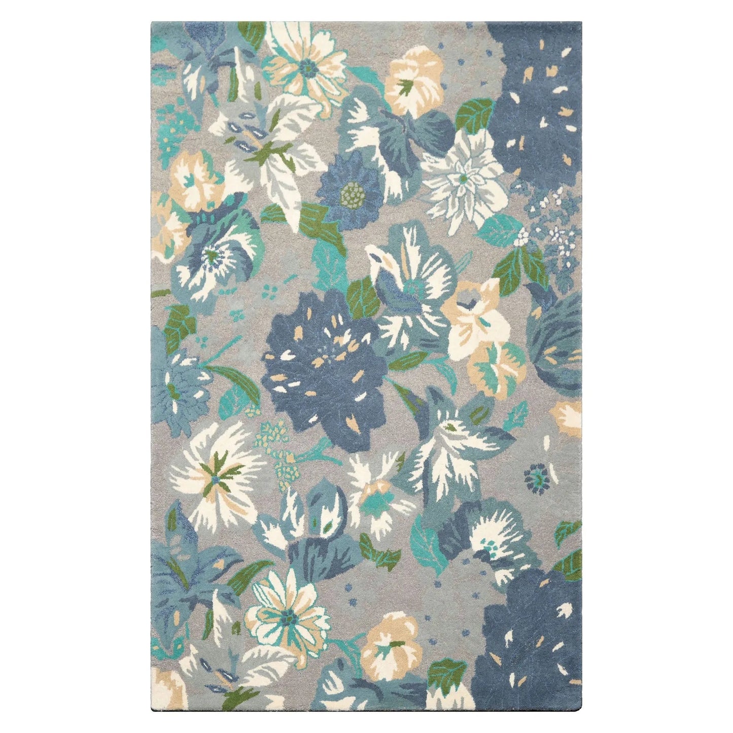 LoomBloom Multi Size Gray Hand Tufted Contemporary Floral Wool Oriental Area Rug-2