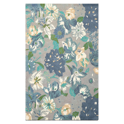 LoomBloom Multi Size Gray Hand Tufted Contemporary Floral Wool Oriental Area Rug-2