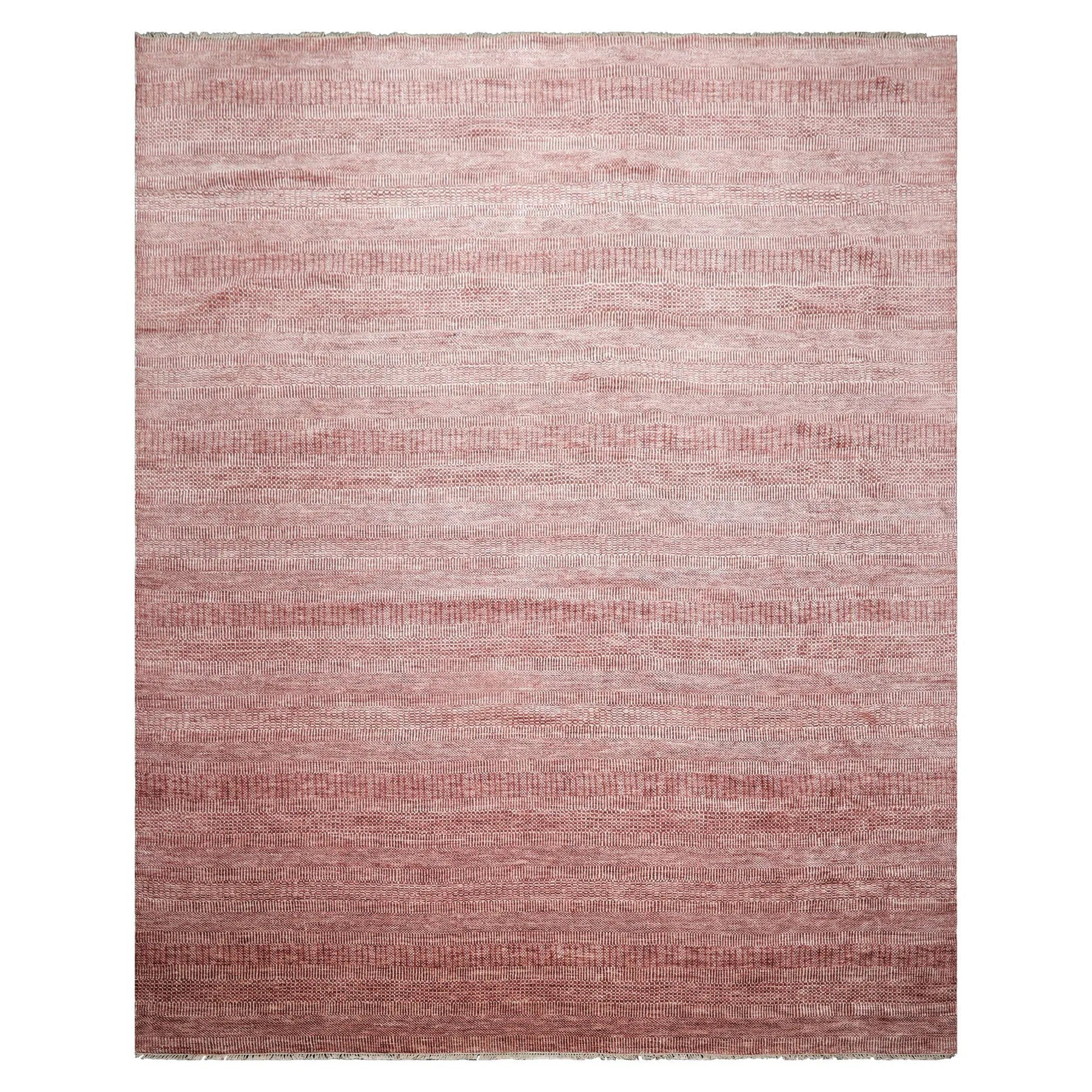 LoomBloom Multi Sizes Raspberry Hand Knotted Contemporary  Tibetan Geometric Wool & Bamboo Silk  Oriental Area Rug-1