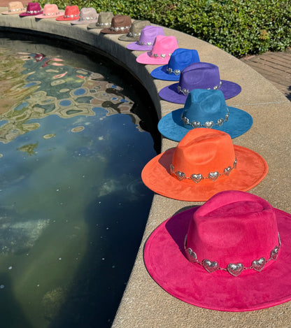 Heartbeat Suede Wide Brim Fedora Hat - Vegan Suede, Adjustable Straps, 10cm Brim, 12cm Height, Unisex Fashion Accessory-2