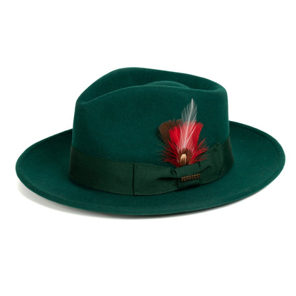 Crushable Hunter Green 100% Australian Wool Fedora Hat-0
