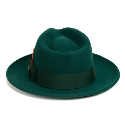 Crushable Hunter Green 100% Australian Wool Fedora Hat-2