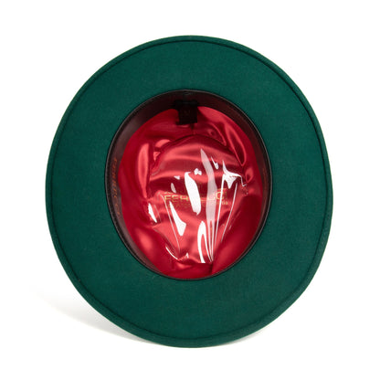 Crushable Hunter Green 100% Australian Wool Fedora Hat-3