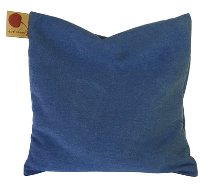 Hot Cherry Square Pillow in Blue Denim-4