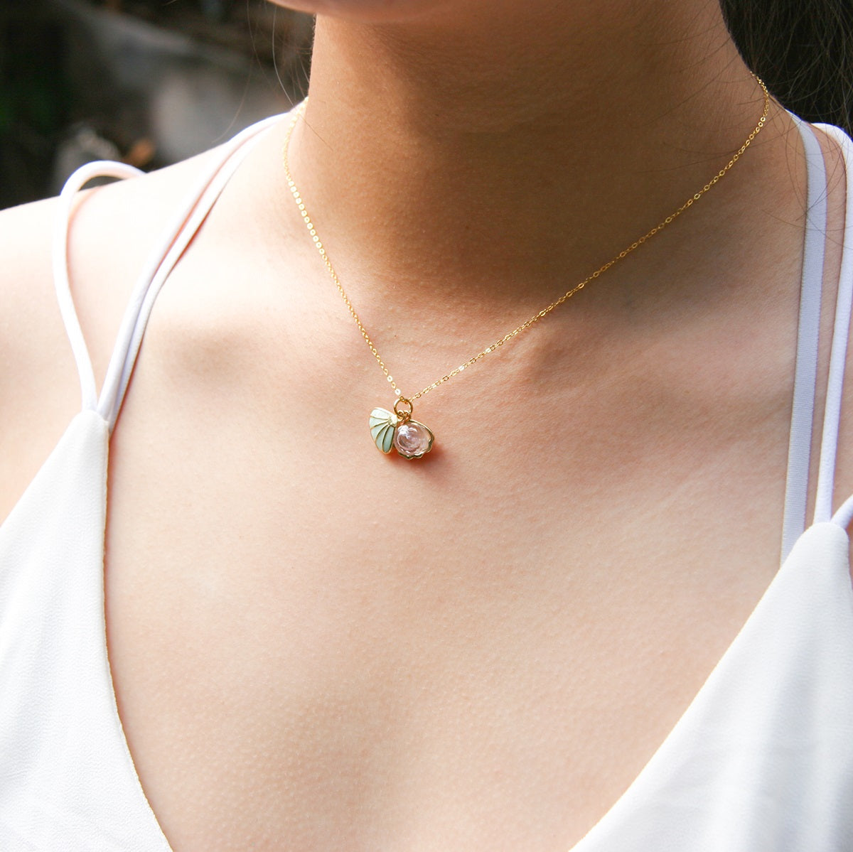 Green Shell Murano Aroma Necklace - Dreamy Lavender | Energy & Healing | Diffuse on the go | 925 Silver-1