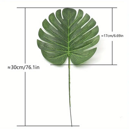 10 Pcs 11.81" Green Artificial Turtle Leaf for Decor