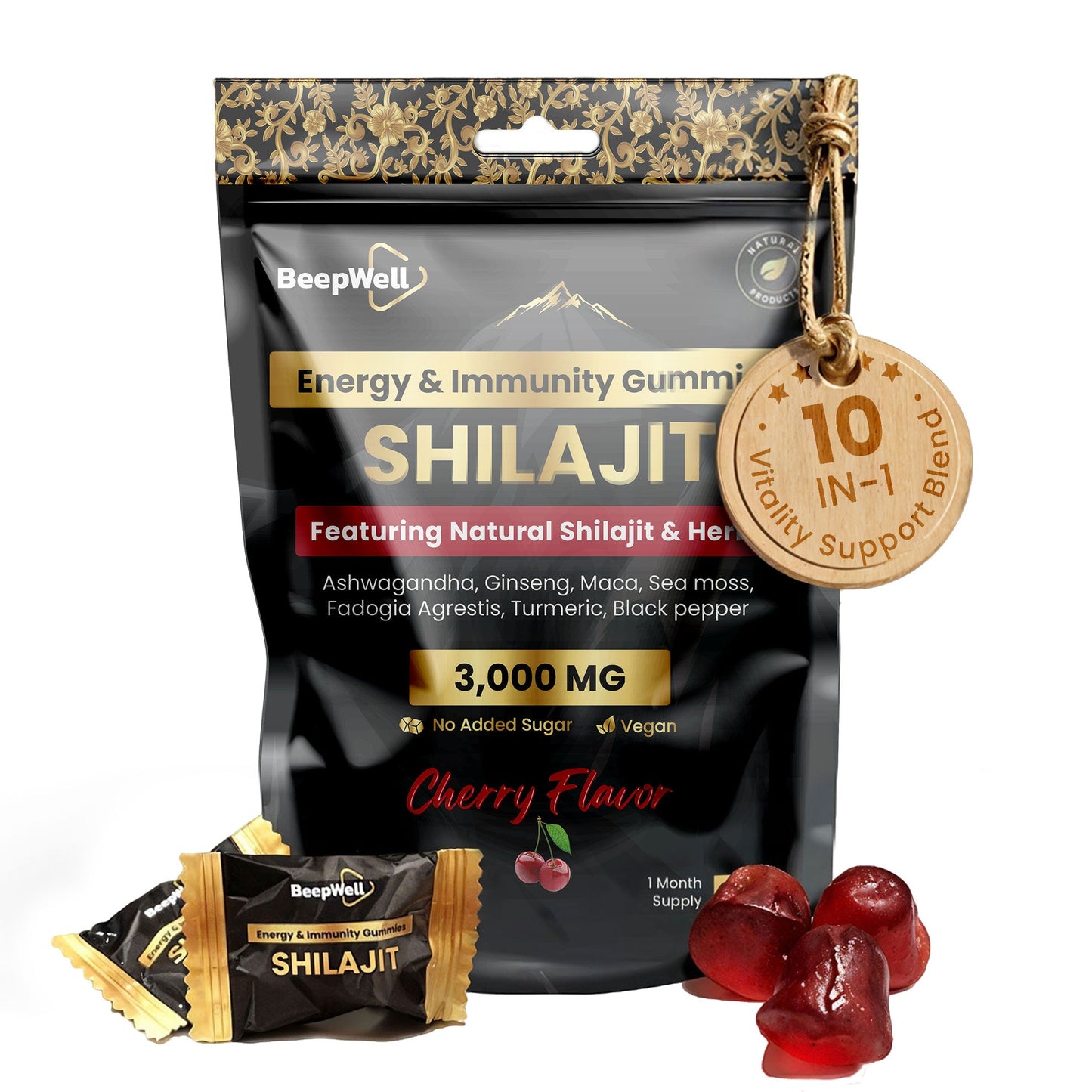 Himalayan Shilajit Gummies – 60 Gummies | 3000mg RHE per Serving | Herbal Wellness Blend with Natural Cherry Flavor-0