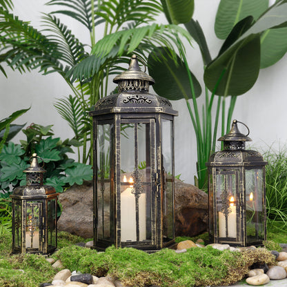 20.5''&14"&10" H Set of 3 Outdoor Candle Lanterns-4