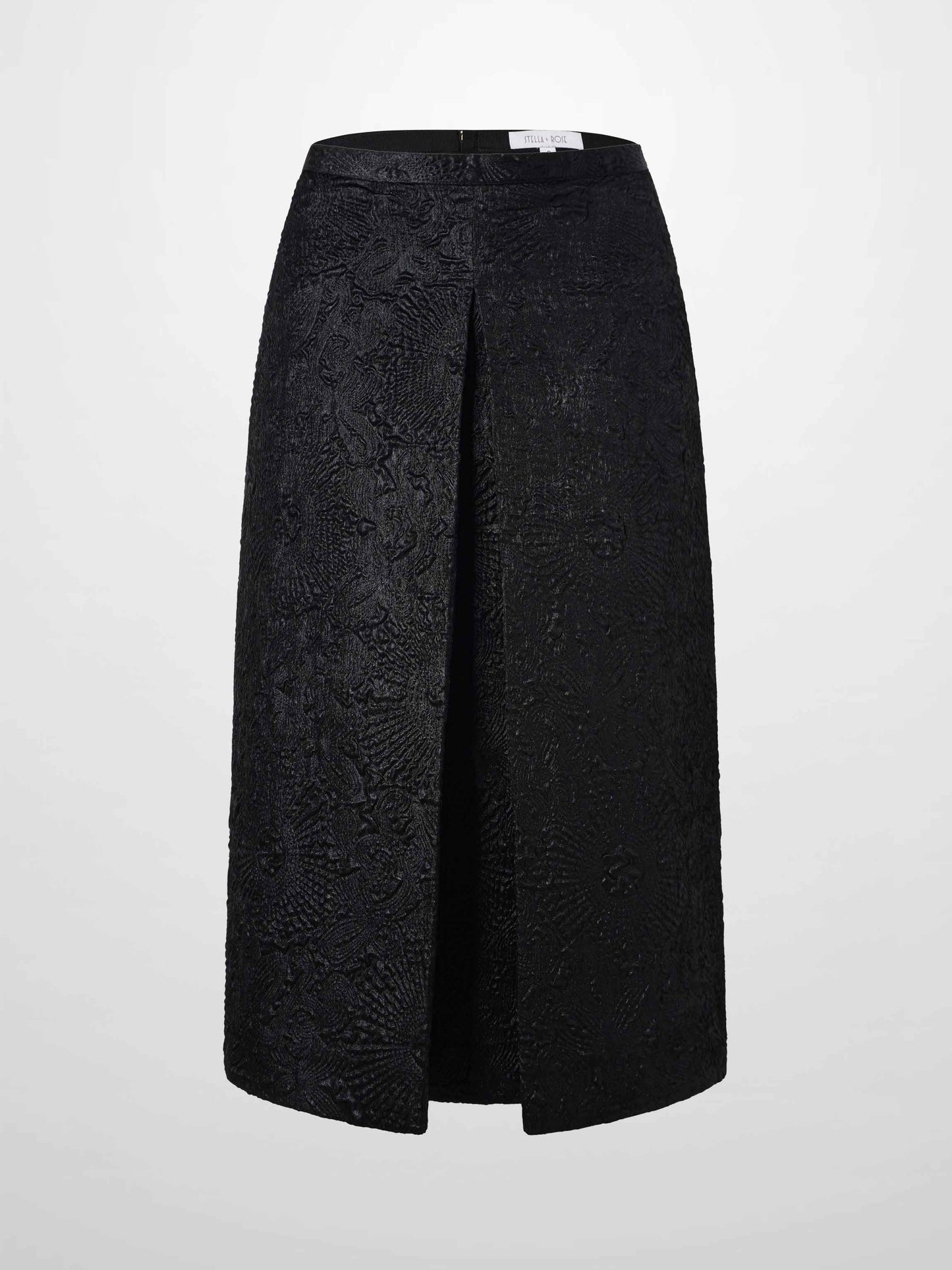 Embossed Inverted Pleat Skirt-Black-1