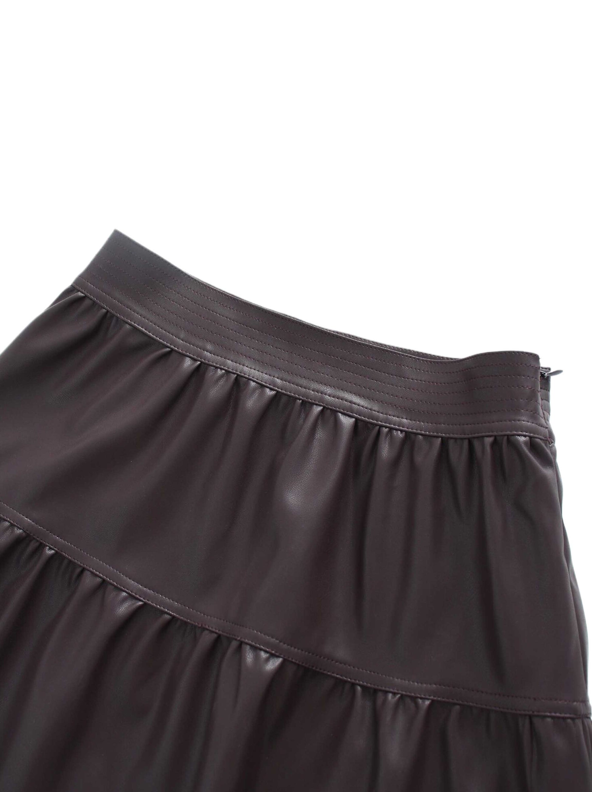 Drop Waist Leather Skirt-Plum-3