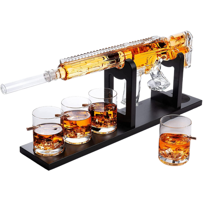 AR15 Whiskey Gun Decanter Set 1000 ml & 4 12oz Bullet Glasses-0