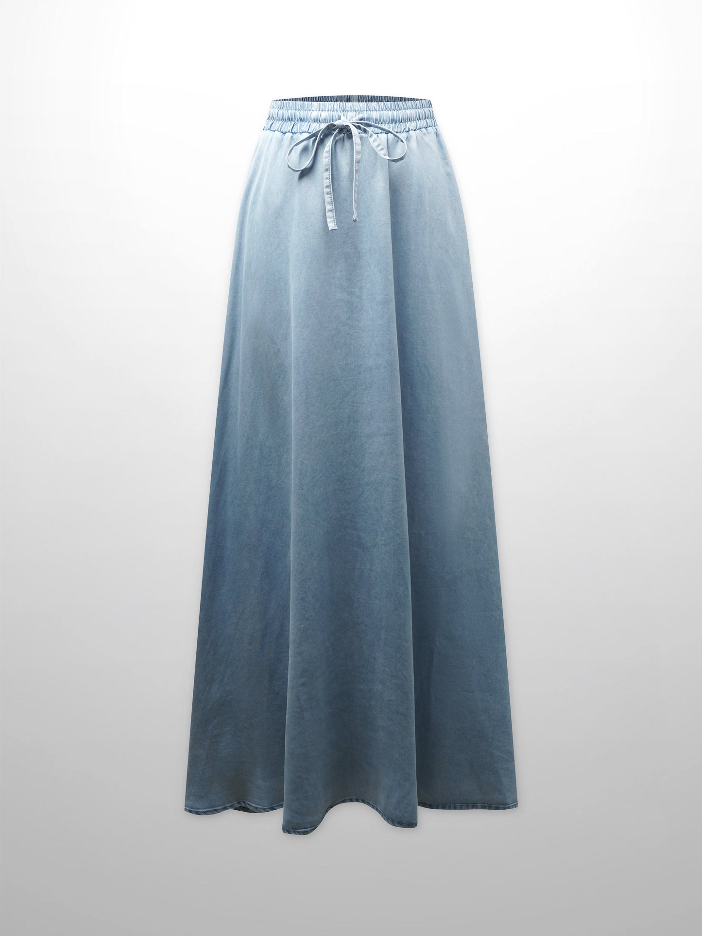 Drawstring Circle Skirt-Light Blue Denim-1