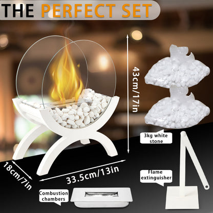 JHY DESIGN Round Tabletop Firepit 43cm H – Bio Ethanol, Ventless, Indoor/Outdoor-2