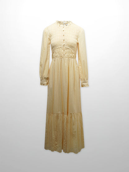 Swiss Dot Ruched Top Dress-Cream-0