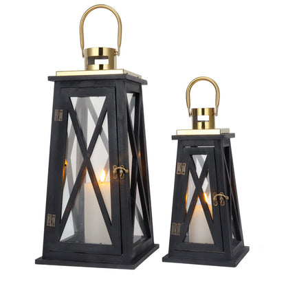 12''&18'' H Metal Decorative Candle Holders Rustic Hanging Lantern(Set of 2)-1