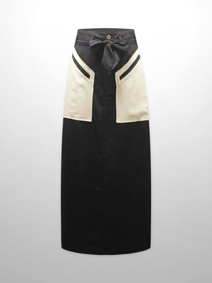 Contrast Pocket Skirt-Black-1
