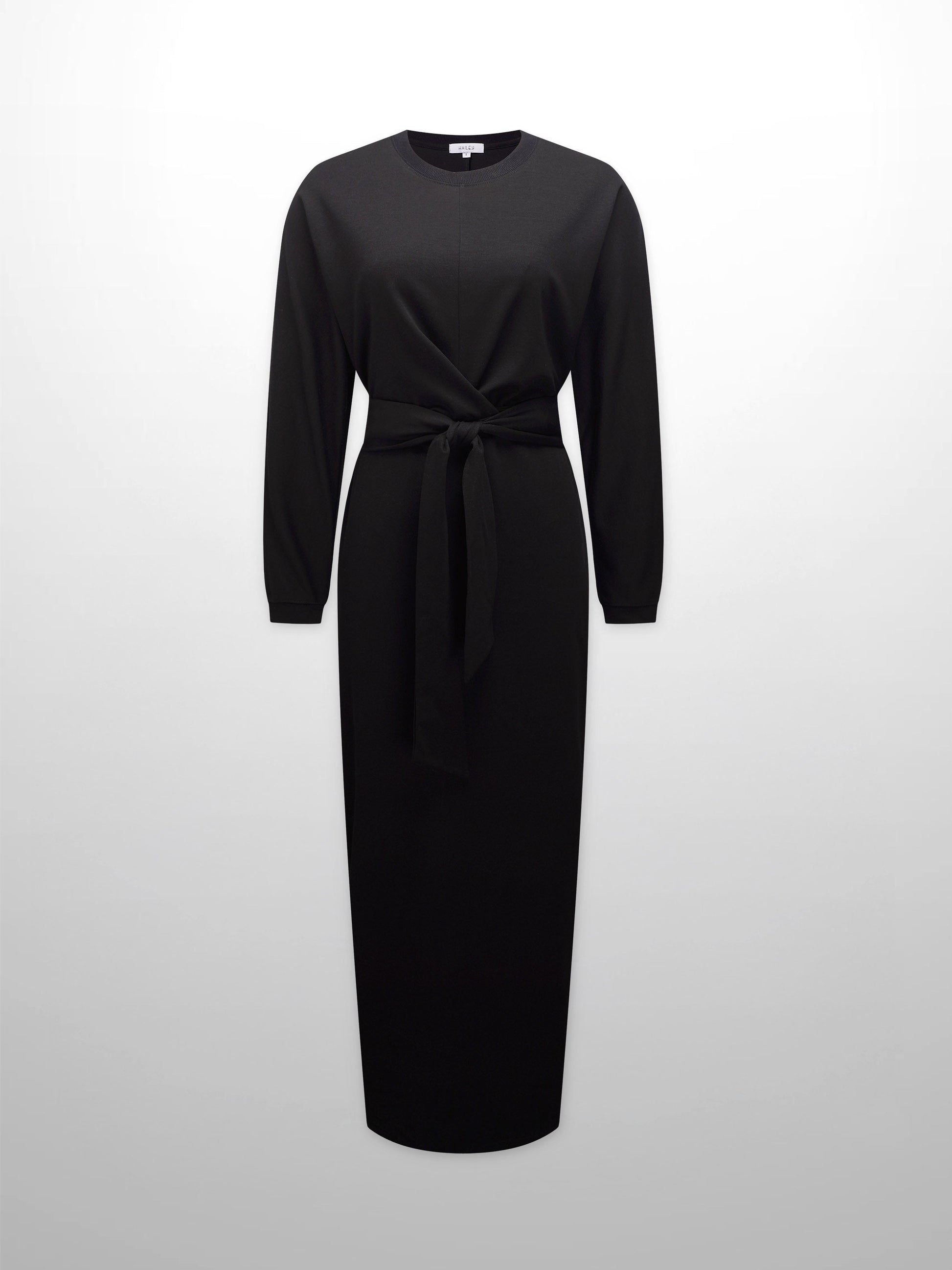 Wrap Tie T-Shirt Maxi Dress-Black-0