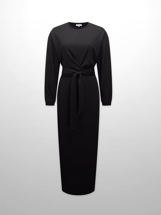 Wrap Tie T-Shirt Maxi Dress-Black-0