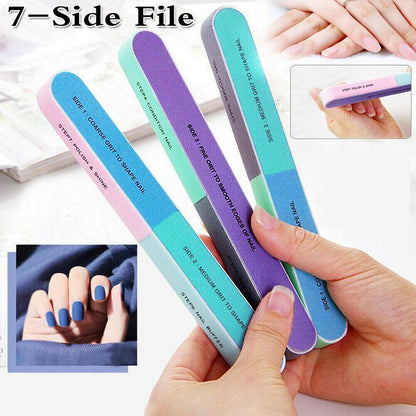7 Way Professional Natural Nail File Straight Buffer Sanding Manicure Tools-2