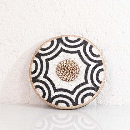 Beaded Cameroon Shield Black & White on Stand | Octagon Design-1
