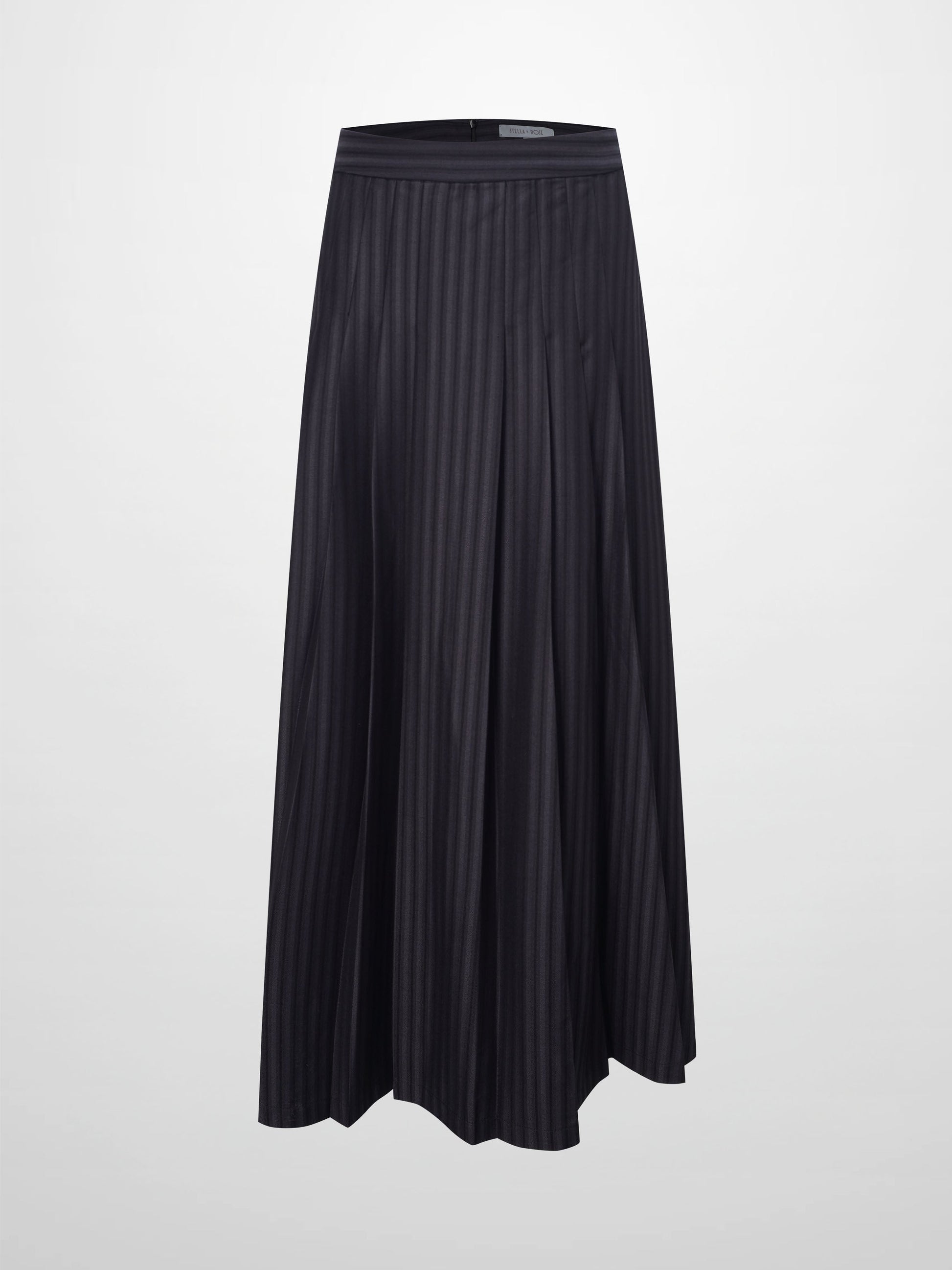 Herringbone Front Pleat Skirt-Grey/Black-1