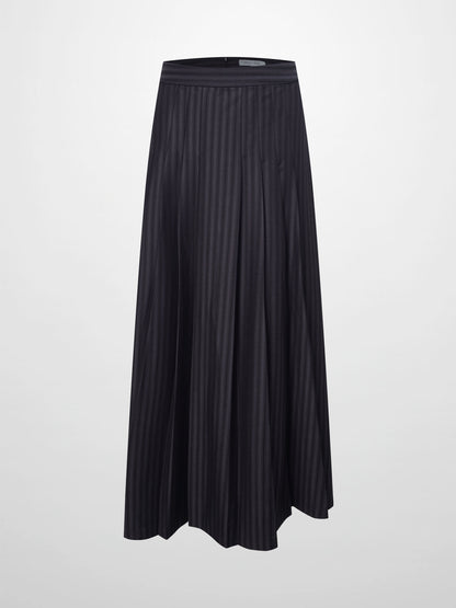 Herringbone Front Pleat Skirt-Grey/Black-1