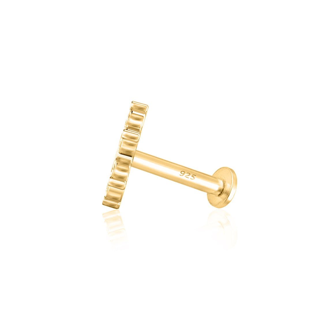 Pink & Black CZ Crown Nose Pin - Sterling Silver Gold Plated-4